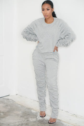 Chill But A Big Deal - Ruched Sweat Set